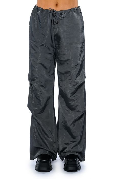 Ardene D-Ring Parachute Pants in Black, Size, Nylon