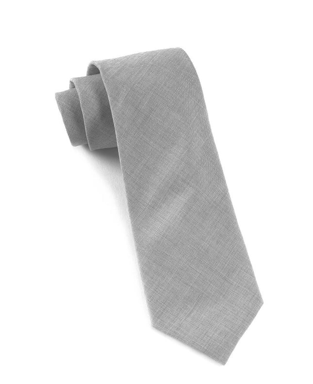Solid Cotton Light Grey Tie | Tie Bar