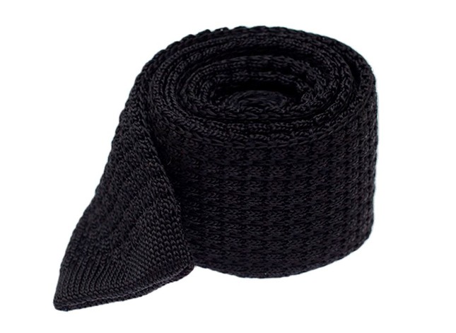 Textured Solid Knit Black Tie | Men's Silk Knit Ties | Tie Bar