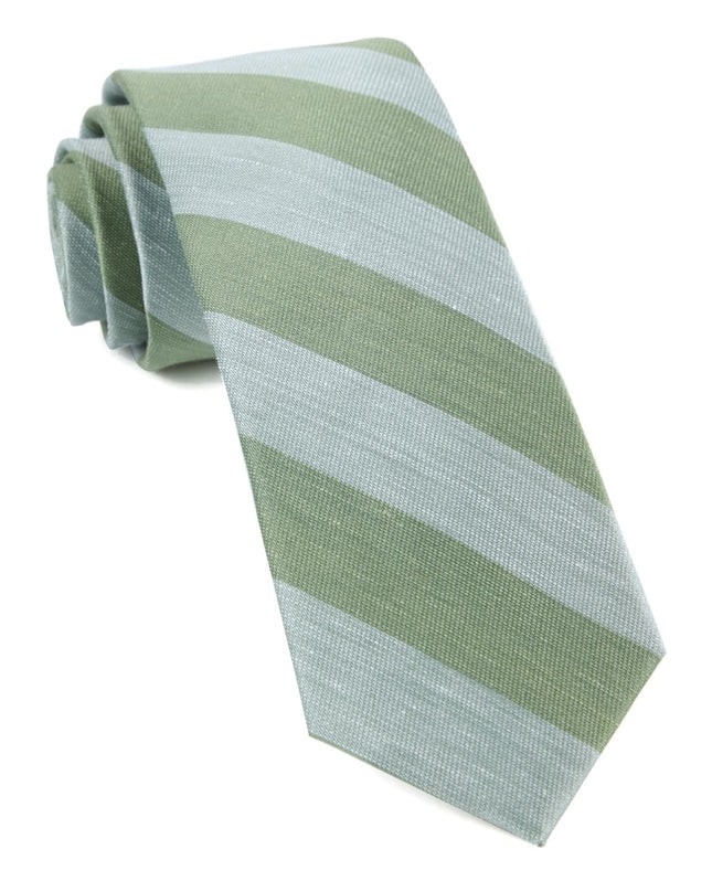 Rsvp Stripe Moss Green Tie | Men's Linen Ties | Tie Bar