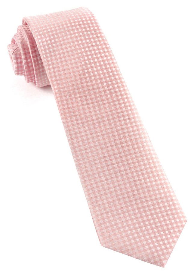 Be Married Checks Blush Pink Tie | Men's Silk Ties | Tie Bar