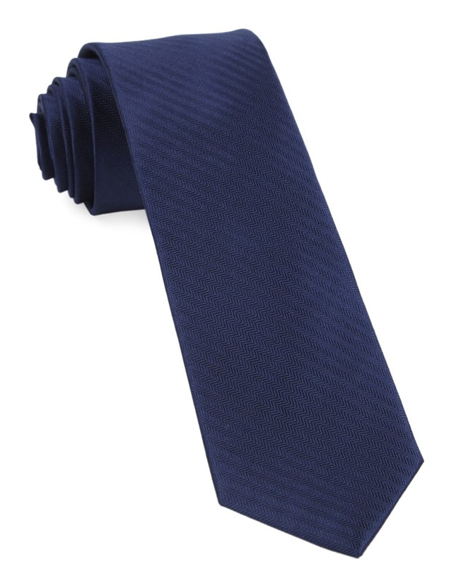 Sound Wave Herringbone Navy Tie | Men's Silk Ties | Tie Bar