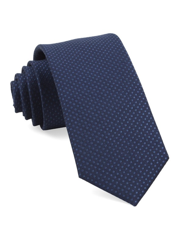 Dotted Spin Navy Tie | Men's Linen Ties | Tie Bar