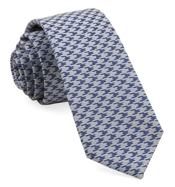 White Wash Houndstooth Soft Blue Tie | Men's Linen Ties | Tie Bar