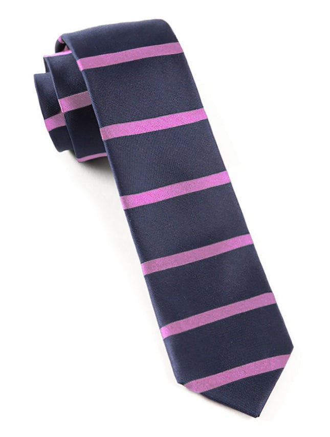 Road Horizontal Stripe Navy Tie | Men's Silk Ties | Tie Bar