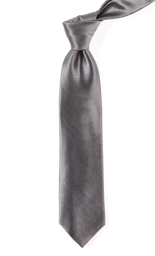 Herringbone Charcoal Grey Tie | Men's Silk Ties | Tie Bar