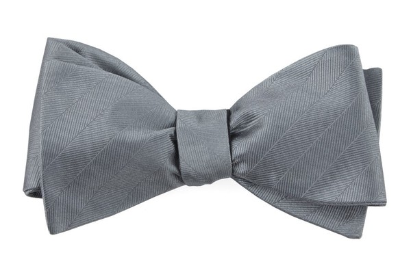 Herringbone Vow Grey Bow Tie | Men's Silk Bow Ties | Tie Bar