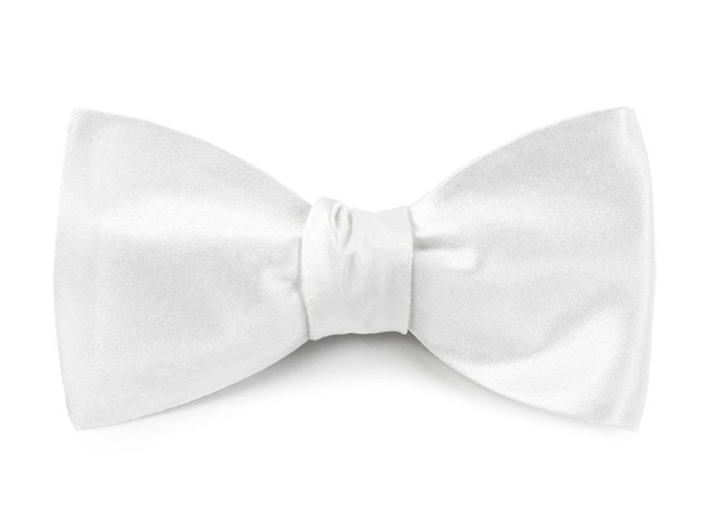 Solid Satin White Bow Tie | Men's Silk Bow Ties | Tie Bar