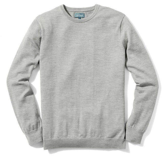 Perfect Merino Wool Crewneck Heather Grey Sweater | Tie Bar