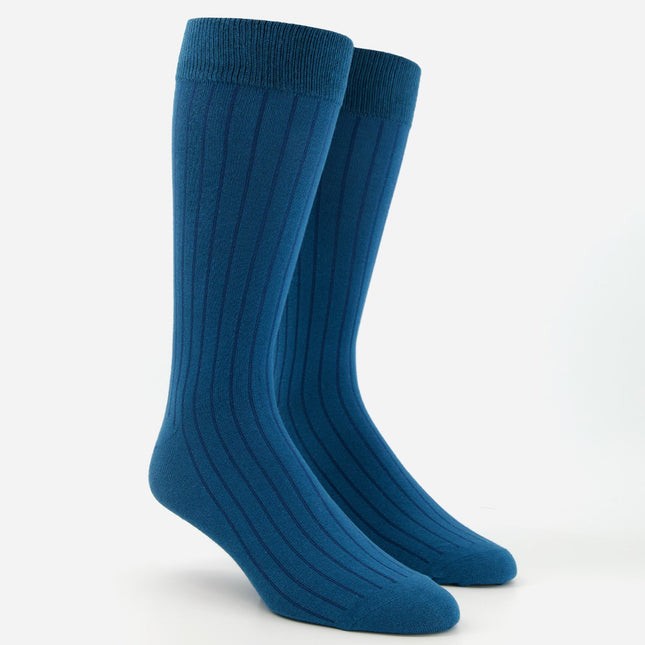 Wide Ribbed Teal Dress Socks | Men's Cotton Socks | Tie Bar