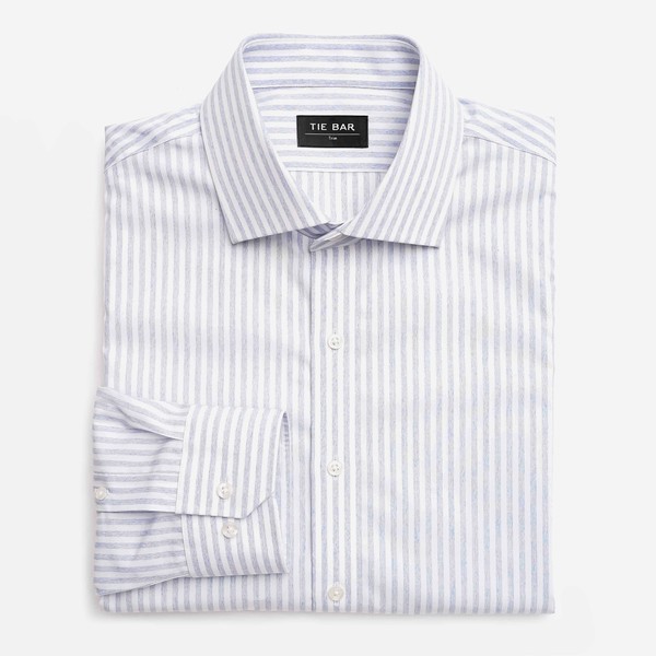 Textured Stripe Light Blue Dress Shirt | Men's Cotton Dress Shirts ...