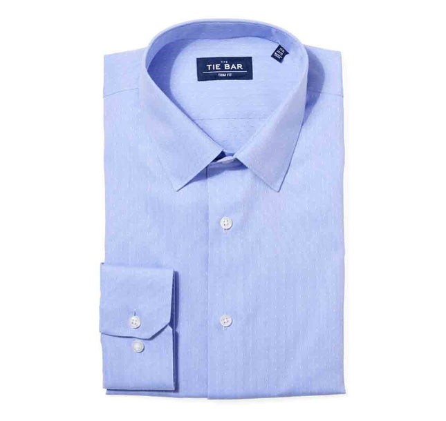 Multi Dot Dobby Blue Non-iron Dress Shirt | Men's Cotton Dress Shirts ...
