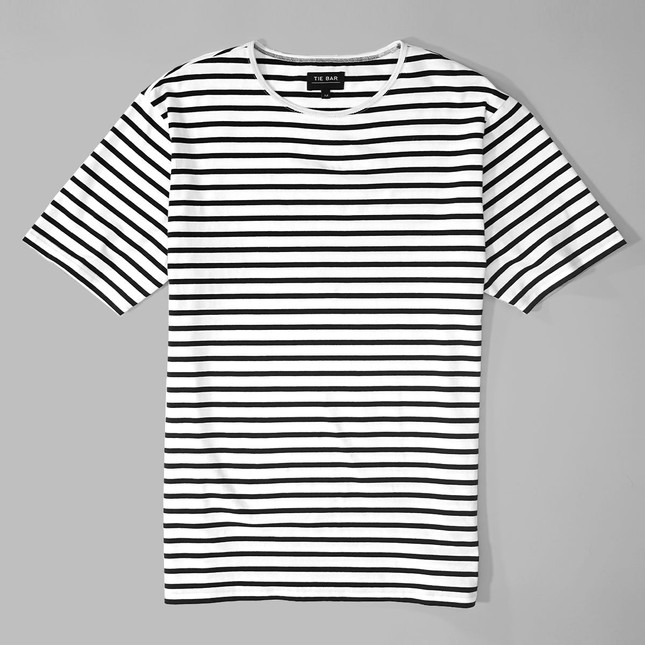 Tailored Striped Navy T-shirt | Men's Cotton Crewneck T-shirts | Tie Bar