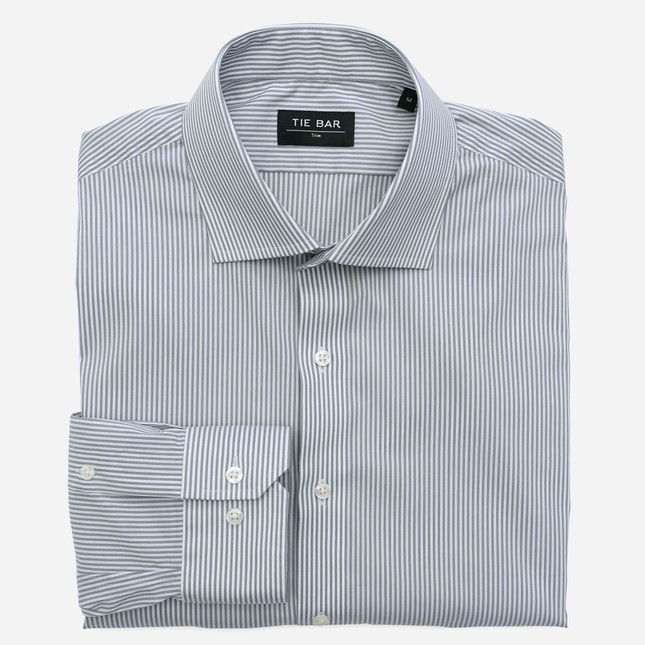 Mini Stripe Grey Dress Shirt | Men's Cotton Dress Shirts | Tie Bar