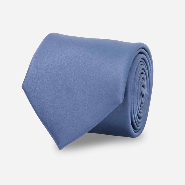 Solid Satin Slate Blue Tie | Men's Silk Ties | Tie Bar