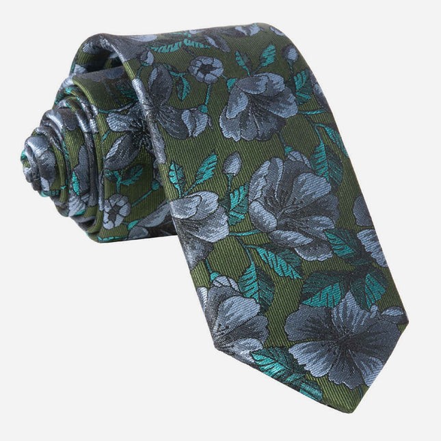 Monarch Floral Olive Green Tie | Men's Silk Ties | Tie Bar