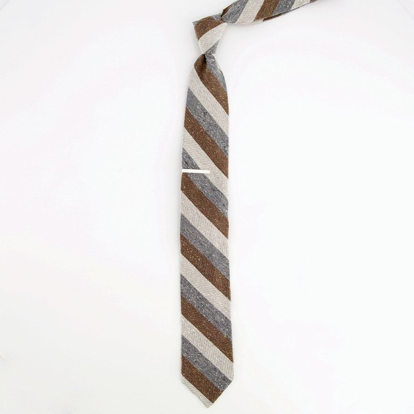 Unlined Stripe Brown Tie | Men's Silk Ties | Tie Bar