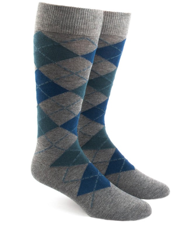 Argyle Teal Dress Socks | Men's Cotton Socks | Tie Bar