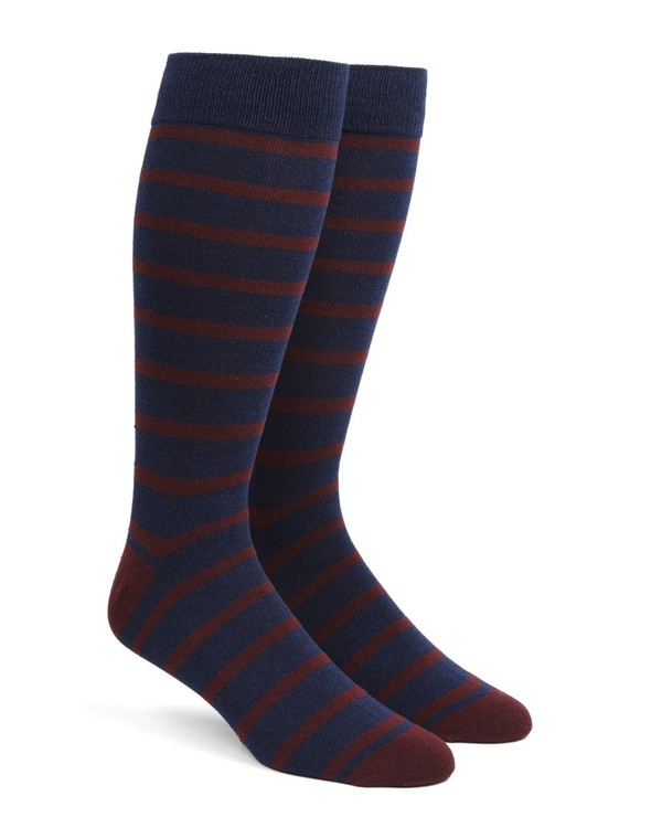 Trad Stripe Burgundy Dress Socks | Men's Cotton Socks | Tie Bar