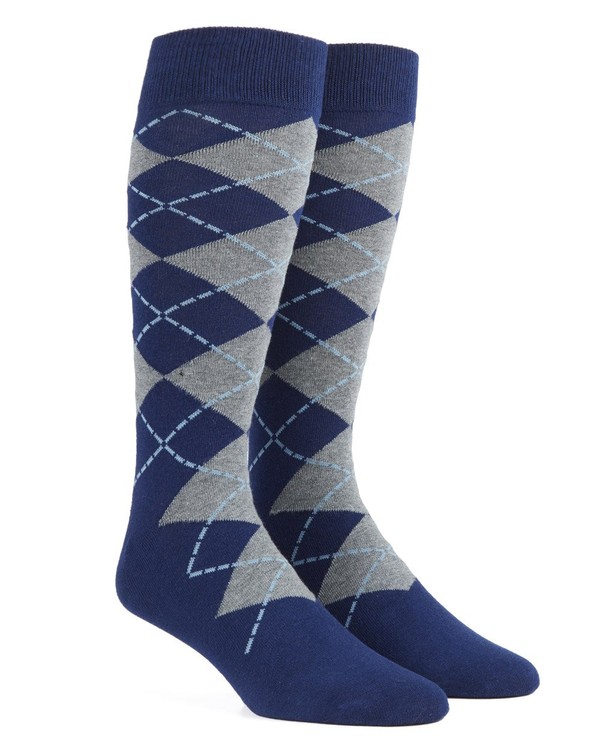 New Argyle Navy Dress Socks | Men's Cotton Socks | Tie Bar