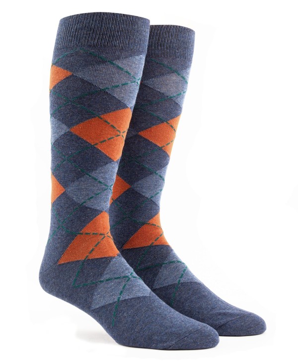 Argyle Burnt Orange Dress Socks | Men's Cotton Socks | Tie Bar