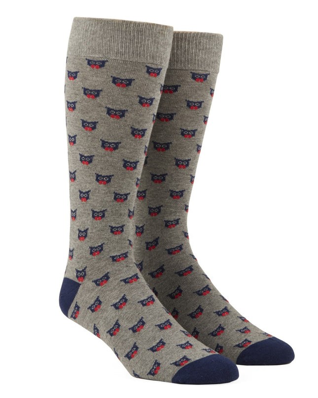 The Signature Owl Sock Grey Dress Socks | Men's Cotton Socks | Tie Bar
