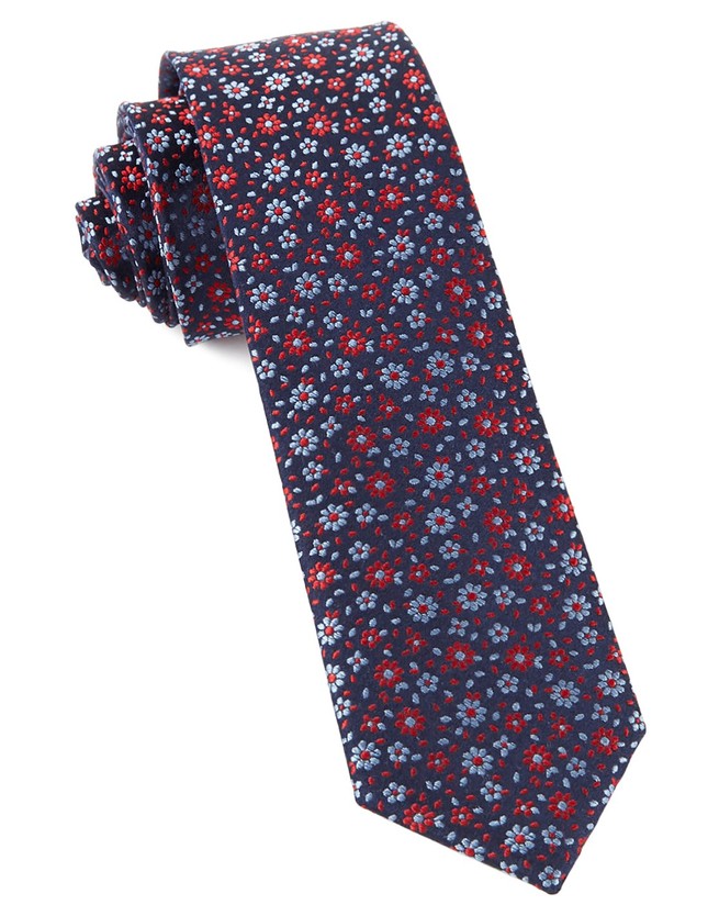 Milligan Flowers Navy Tie | Men's Silk Ties | Tie Bar