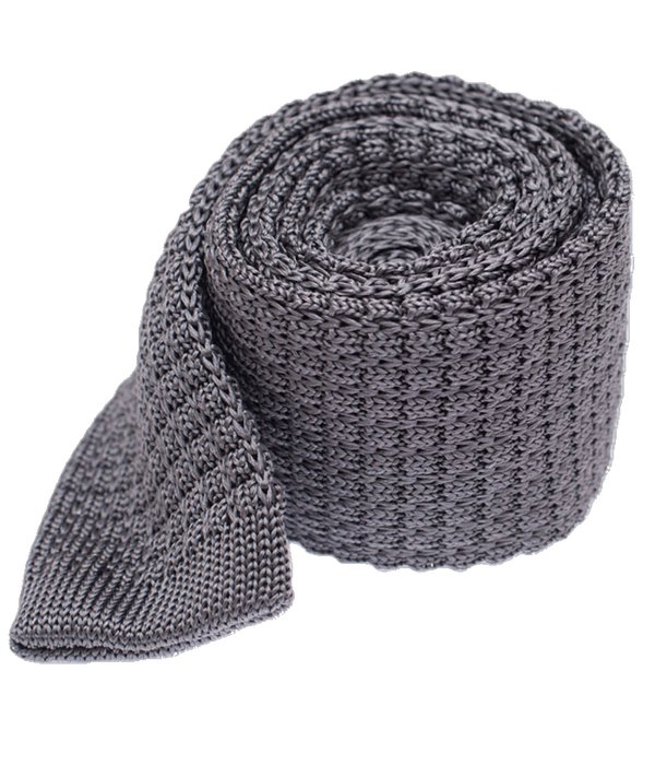 Textured Solid Knit Grey Tie | Men's Silk Knit Ties | Tie Bar