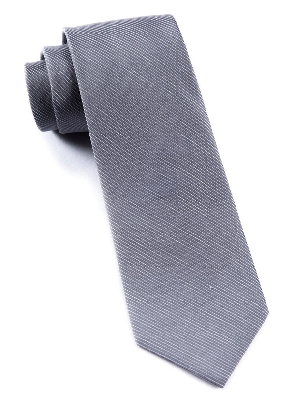Fountain Solid Silver Tie | Men's Linen Ties | Tie Bar