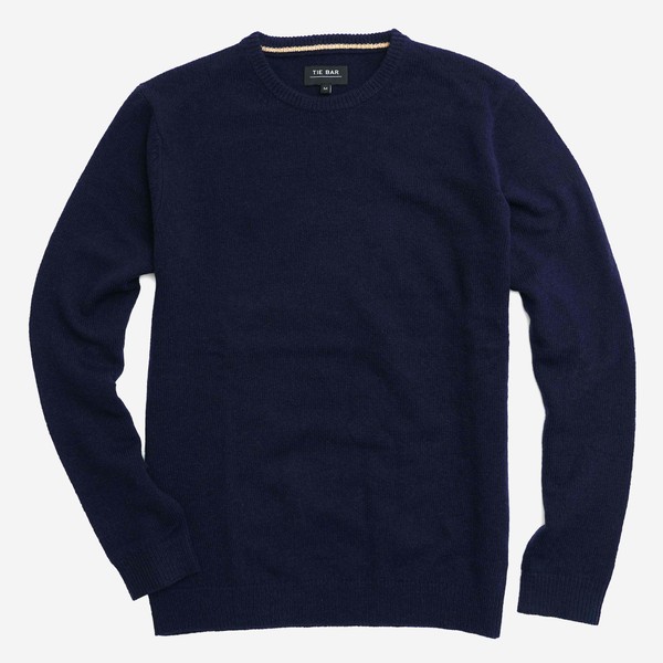 The Wells Street Merino Crewneck Navy Sweater | Wool Sweaters | Tie Bar