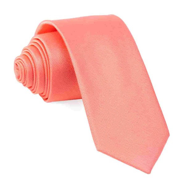 Grosgrain Solid Coral Tie | Men's Silk Ties | Tie Bar