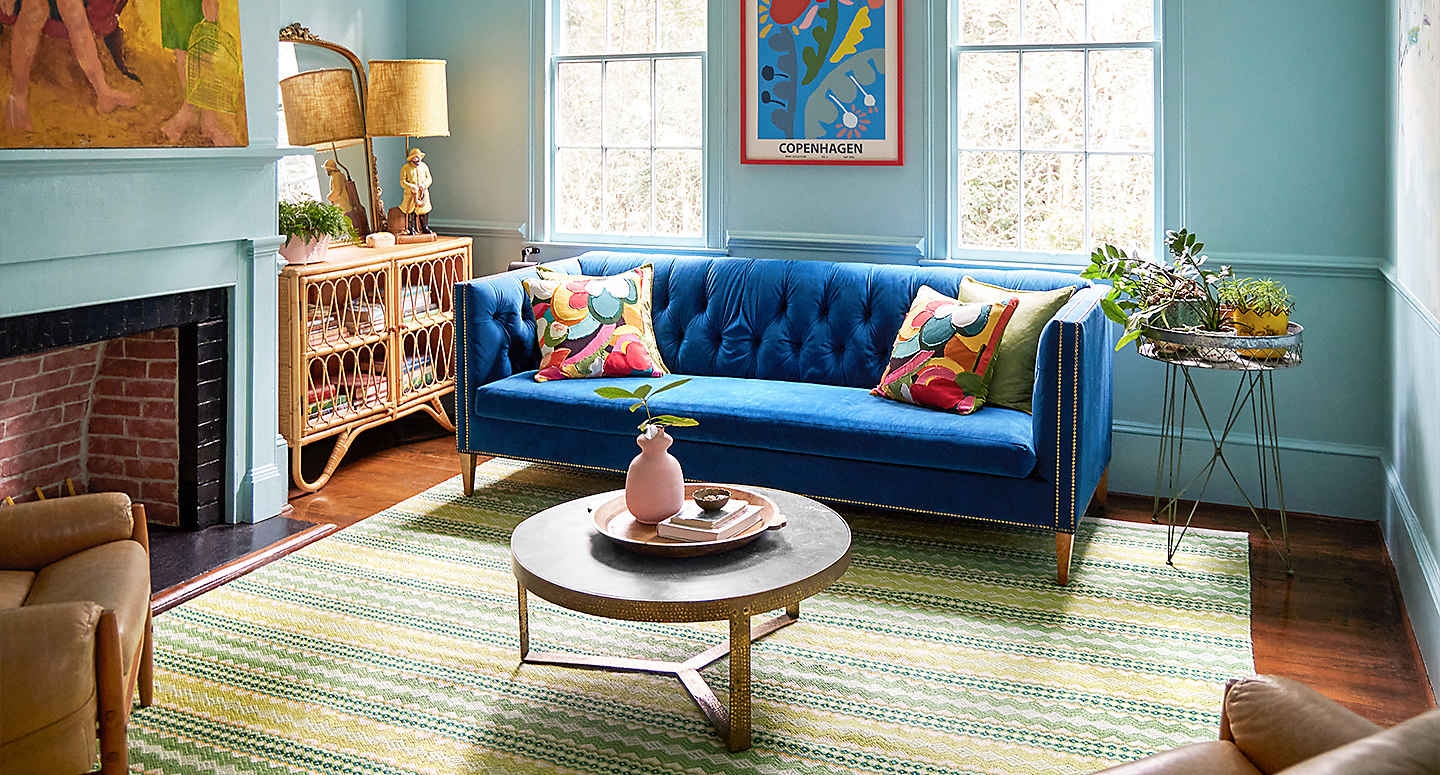 Gray Benko Blue Living Room