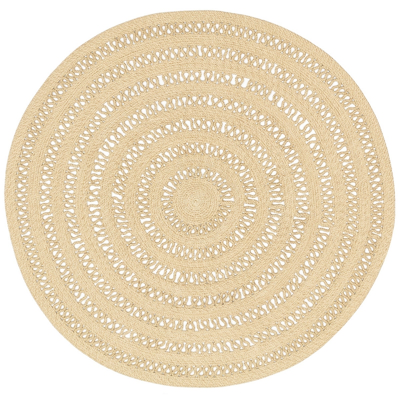 Black and White 7' 10 x 7' 10 Hand Woven Eco Verse Indoor Outdoor Washable  Round Rug