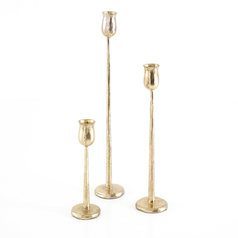 Antique Brass Candle Holder 3 Candles, Large Brass Candlestick