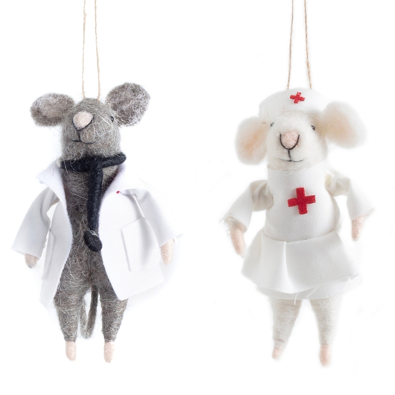 Healthcare Felt Mice Ornament/Set Of 2