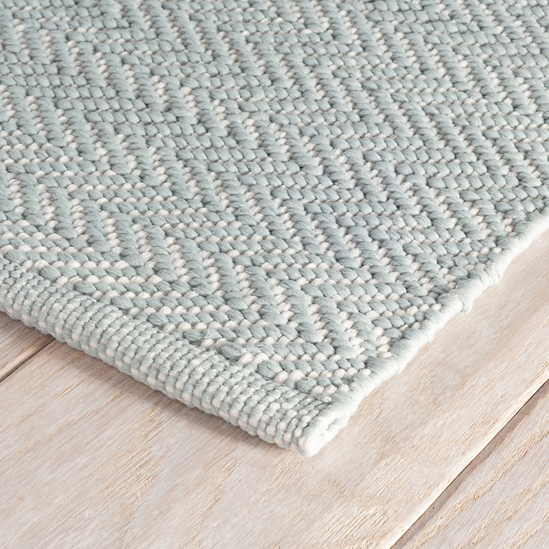 Light Blue Herringbone 100% Wool Picnic Blanket