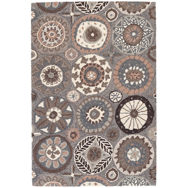 Dash & Albert Merry Go Round Neutral Micro Hooked Wool Rug 9ft x 12ft