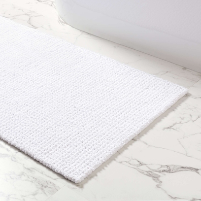 Navy Bath Mat Super Absorbent Floor Mat, Thin Cut to Fit Bathroom Rugs