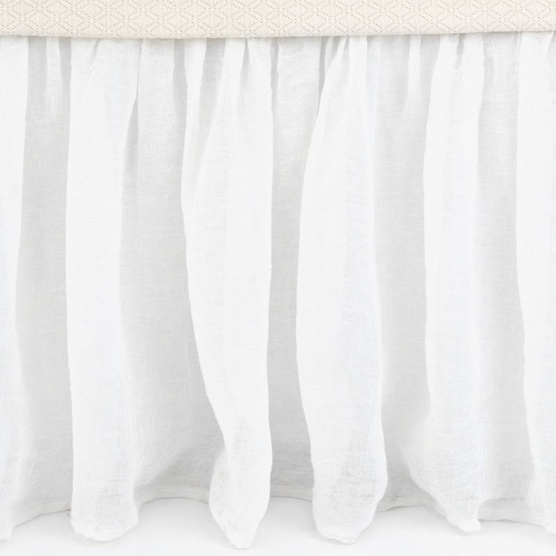 Savannah Linen Gauze White Tier Ruffle Bed Skirt