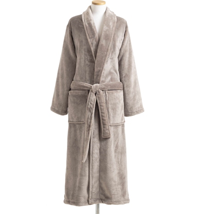 Livingston Robes for Women Fleece Bathrobe with Sherpa Trim and Pockets  Grey NWT