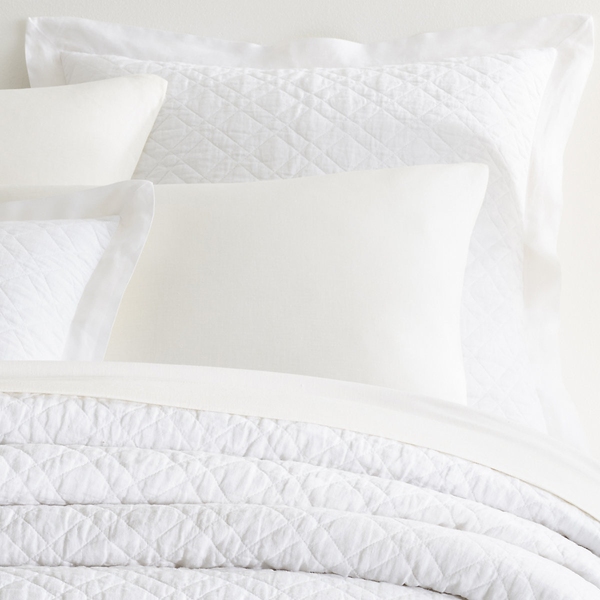 Washed Linen White Quilted Sham | Pine Cone Hill by Annie Selke