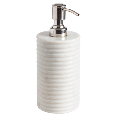 White Ribbed Marble Soap Bottle | Annie Selke