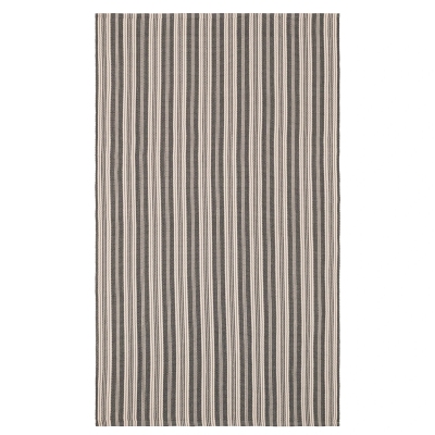 Ticking Stripe Grey/Ivory Handwoven Indoor/Outdoor Rug