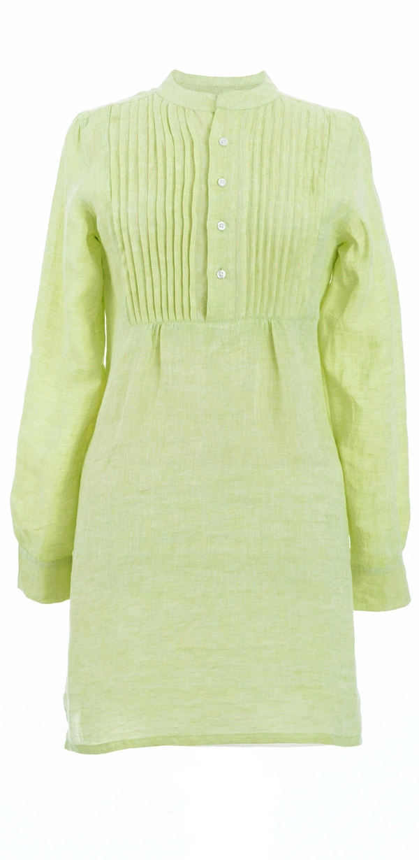 Chambray Pleated Linen Lime Tunic