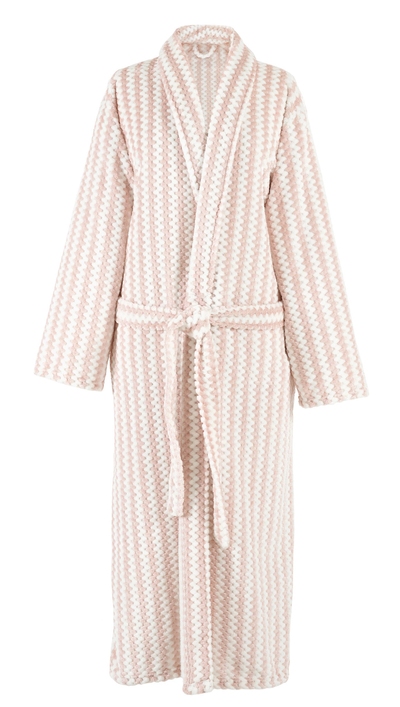Bubble Stripe Fleece Slipper Pink Robe