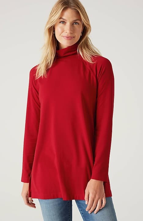J.Jill Womens Top 3X Red T-Shirt Relaxed Turtleneck Minimalist