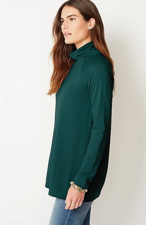 J. Jill Luxe Size Medium Supima Split Long Sleeve Tunic Shirt