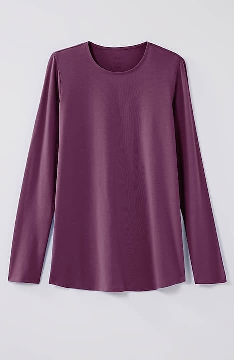 Pure Jill Shirt Womens 2X Long Sleeve Shirttail Tee Black Cotton Spandex
