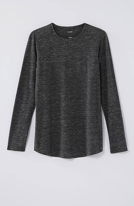 Pure Jill Shirt Womens 2X Long Sleeve Shirttail Tee Black Cotton Spandex