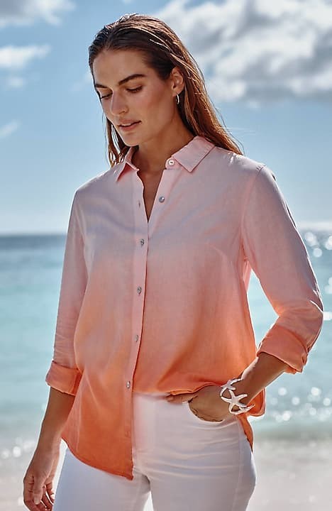 J.Jill Wearever Collection Long Sleeve Shirt Top Medium Pink Artsy